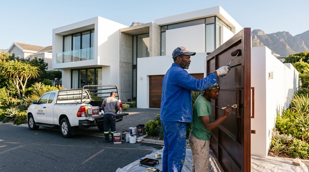Professional anti-rust coating team applying rust protection to a metal gate in Hillcrest